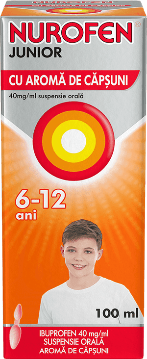 Nurofen junior suspensie orală, 6-12 ani cu aromă de căpșuni