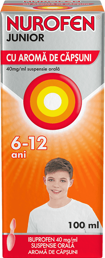 Nurofen junior suspensie orală, 6-12 ani cu aromă de căpșuni