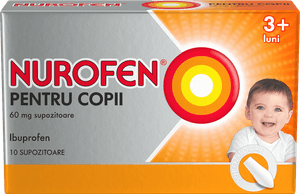 Nurofen pentru copii 60 mg supozitoare, 3 luni+