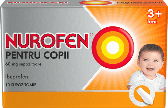 Nurofen pentru copii 60 mg supozitoare, 3 luni+