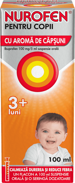 Nurofen pentru copii suspensie orală, 3 luni+ cu aromă de căpșuni