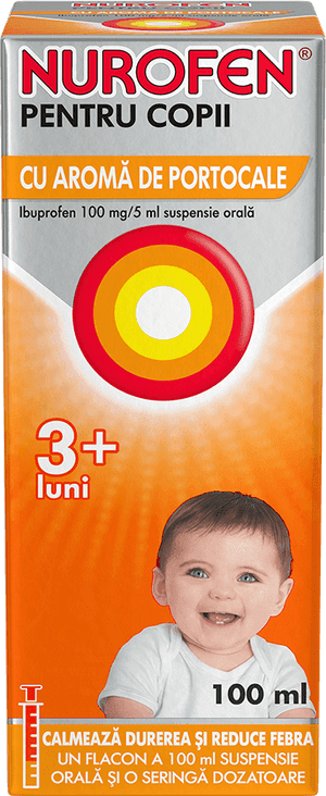 Nurofen pentru copii suspensie orală, 3 luni+ cu aromă de portocale