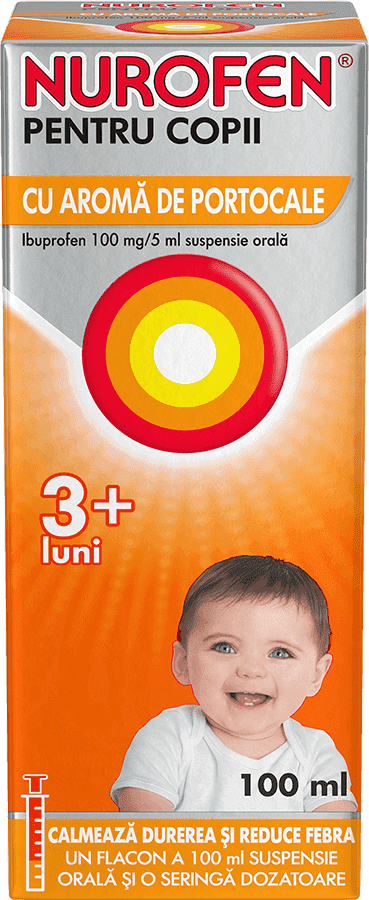 Nurofen pentru copii suspensie orală, 3 luni+ cu aromă de portocale